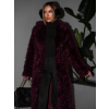 Vínový faux fur dlhý kožušinový kabát HOAIN