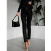 Čierne koženkové štýlové nohavice BRITA