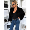 Čierny faux fur krátky kožušinový kabátik TUYEN
