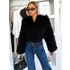 Čierny faux fur krátky kožušinový kabátik TUYEN