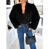 Čierny faux fur krátky kožušinový kabátik TUYEN