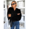Čierny faux fur krátky kožušinový kabátik TUYEN