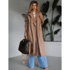 Hnedý dlhý flaušový kabát KALDEM