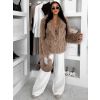 Hnědý faux fur kožešinový krátký kabátek HIENO (Veľkosť ONESIZE)