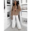 Hnědý faux fur kožešinový krátký kabátek HIENO (Veľkosť ONESIZE)