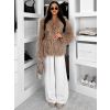 Hnědý faux fur kožešinový krátký kabátek HIENO (Veľkosť ONESIZE)