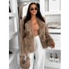 Hnědý faux fur kožešinový krátký kabátek HIENO (Veľkosť ONESIZE)