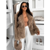 Hnedý faux fur kožušinový krátky kabátik HIENO