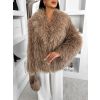 Hnědý faux fur kožešinový krátký kabátek HIENO (Veľkosť ONESIZE)
