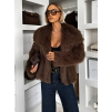 Hnědý faux fur krátký kožešinový kabátek DUYAH (Veľkosť ONESIZE)