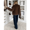 Hnědý faux fur krátký kožešinový kabátek DUYAH (Veľkosť ONESIZE)