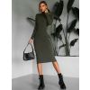 Khaki dlouhé svetrové rolákové šaty OKAROT (Veľkosť ONESIZE)
