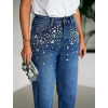 Modré mom džínsy TARYN s kamienkami