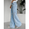Modré stylové široké wide leg džíny TRINHA s perličkami (Veľkosť L)