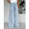 Modré široké třpytivé wide leg džíny LANANH (Veľkosť L)