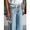 Modré široké třpytivé wide leg džíny LANANH (Veľkosť L)