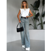 Modré vyteplené široké wide leg džíny KHIEM (Veľkosť L)