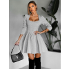 Šedé krátke áčkové vypasované šaty QUANG