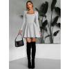 Šedé krátke áčkové vypasované šaty QUANG