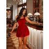 Červené zamatové krátke šaty BICHAL