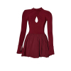 Bordó vypasované šaty SCOTON s dlouhým rukávem (Veľkosť M/L)