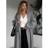 Šedý dlhý elegantný oversize kabát KERRYL