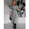 Šedý dlhý elegantný oversize kabát KERRYL