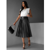 Čierna koženková midi sukňa GWYNECH