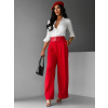 Červené široké elegantné nohavice DONATELLA s opaskom