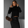 Čierny crop sveter ZEVANDER s rolákom