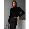 Čierny crop sveter ZEVANDER s rolákom