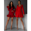Červené krátke šaty HUYNH s volánom