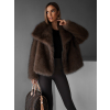 Hnedý fauxfur kožušinový kabátik KIRIAK