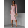 Ružové úpletové šaty VOLALA s výstrihom
