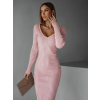 Ružové úpletové šaty VOLALA s výstrihom