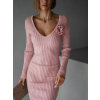 Ružové úpletové šaty VOLALA s výstrihom