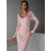 Ružové úpletové šaty VOLALA s výstrihom