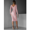 Ružové úpletové šaty VOLALA s výstrihom