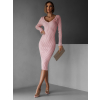 Ružové úpletové šaty VOLALA s výstrihom