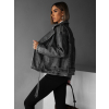 Šedá koženková biker bunda NATALKA (Veľkosť M/L)