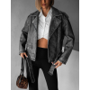 Šedá koženková biker bunda NATALKA