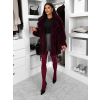 Vínový faux fur kožušinový kabátik CAMTU