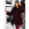 Vínový faux fur kožešinový kabátek CAMTU (Veľkosť M/L)