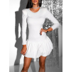 Biele mini šaty GHARAN s dlhým rukávom