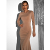 Hnedé dlhé elastické šaty LYDIE