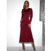 Vínové dlhé elastické šaty LYDIE