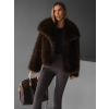 Hnědý krátký faux fur kožešinový kabátek HILARI (Veľkosť M/L)