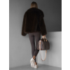 Hnědý krátký faux fur kožešinový kabátek HILARI (Veľkosť M/L)