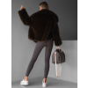 Hnědý krátký faux fur kožešinový kabátek HILARI (Veľkosť M/L)