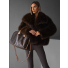 Hnědý krátký faux fur kožešinový kabátek HILARI (Veľkosť M/L)